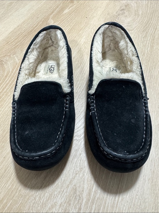 UGG Shoes - UGG Men’s Black Suede Shearling-Lined Slip-On Moccasins